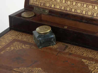 A Very Fine  Important and extremely Rare Brass inlaid  Rosewood Writing Box Circa 1810 by Bayley's of London. wbbaily06.jpg (91810 bytes)