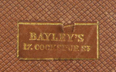 A Very Fine  Important and extremely Rare Brass inlaid  Rosewood Writing Box Circa 1810 by Bayley's of London. wbbaily09.jpg (97079 bytes)