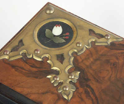 Fine Betjemann Writing Slope With Neo Gothic mounts inlaid with pietra dura Circa 1880 wbbetja08.jpg (82933 bytes)