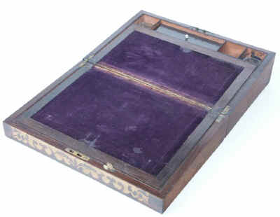 Antique Writing Box in rosewood and birds eye maple. wbbimrw04.jpg (57157 bytes)