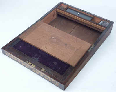 Antique Writing Box in rosewood and birds eye maple. wbbimrw06.jpg (62243 bytes)