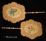 Ref:133fs: Pair of Antique embossed paper Face Screens with central water colours of flowers. C 1825.  more details