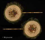 Ref:146fs: Pair of Antique embroidered, appliqud and painted Face Screens. C1820.  more details