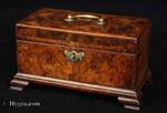 751TC: Mid 18th century Tea Chest constructed from recycled elements salvaged from an early 18th century piece of furniture or large box. 