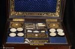 Antique Fully Fitted Rosewood Sewing Box by R. Dalton with Mother of Pearl Inlay Circa 1830