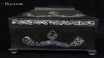 806JB: Antique Shaped Coromandel Ebony Box with Mother of Pearl Inlay Inside with Lift Out Tray Circa 1835