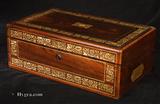 Antique Figured Rosewood writing box with mother of pearl inlay Circa 1830