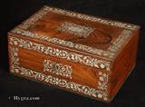 862JB: Antique Rosewood box with pewter inlay circa 1820 