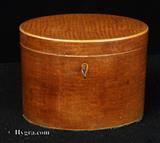 879TC: Antique George III oval lacewood tea caddy circa 1790