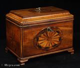 883TC: Antique inlaid Chippendale style two compartment tea caddy circa 1770