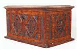 TC128: Oak Tea Caddy in Neo Gothic Style Made of Historic Wood circa 1840;  marked on the underside: 