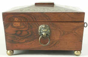 A shaped Regency  brass inlaid Rosewood  box with  jewellery tray, circa 1825. Enlarge Picture