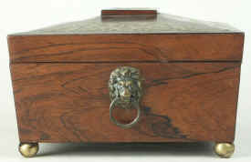 A shaped Regency  brass inlaid Rosewood  box with  jewellery tray, circa 1825. Enlarge Picture