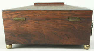 A shaped Regency  brass inlaid Rosewood  box with  jewellery tray, circa 1825. Enlarge Picture