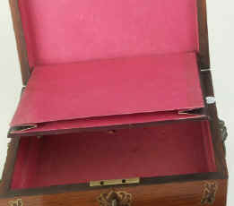 A shaped Regency  brass inlaid Rosewood  box with  jewellery tray, circa 1825. Enlarge Picture