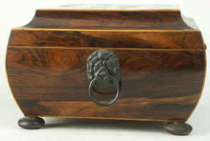 A early nineteenth century Tunbridge ware shaped Rosewood  box with  tray, circa 1815. Enlarge Picture