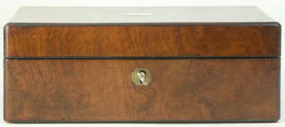 Figured walnut box  with finely fitted jewellery tray Circa 1850. Enlarge Picture