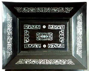 Dramatically Shaped Coromandel ebony box with Mother of pearl inlay,  circa 1835. Enlarge Picture