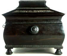 Dramatically Shaped Coromandel ebony box with Mother of pearl inlay,  circa 1835. Enlarge Picture