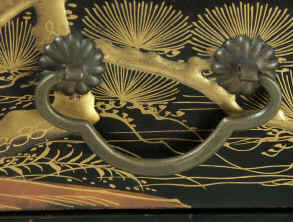 A Japanese Lacquered Table Cabinet Decorated with raised gold Circa 1870 Enlarge Picture