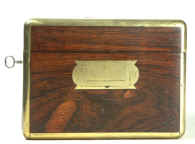 A Very High Quality Brass bound   Rosewood  Man's Dressing Box circa 1839 with silver and with a lower  drawer: Enlarge Picture