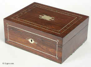 A Regency box veneered with figured rosewood inlayed with brass circa 1815.