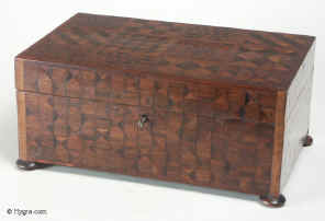 A refined Georgian box veneered with parquetry in native and imported hardwoods Circa.1790