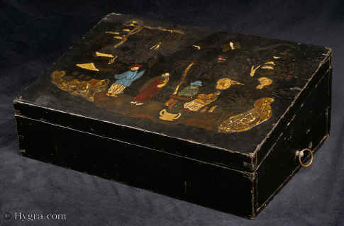 Antique Extremely rare 18th century writing box with chinoiserie decoration Circa 1740-1760 Enlarge Picture