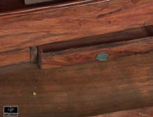 A brass bound solid rosewood  writing box with side drawer, secret drawers, countersunk carrying handles a pair of inkwells .Enlarge Picture