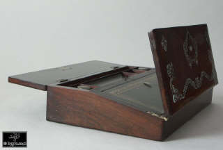 Antiquerosewood writing slope of  with fine mother of pearl inlay Circa 1835. Enlarge Picture