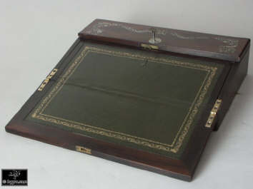 Antiquerosewood writing slope of  with fine mother of pearl inlay Circa 1835. Enlarge Picture