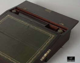 Antiquerosewood writing slope of  with fine mother of pearl inlay Circa 1835. Enlarge Picture