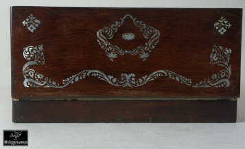 Antiquerosewood writing slope of  with fine mother of pearl inlay Circa 1835. Enlarge Picture