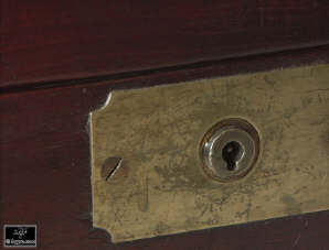 Antiquebrass bound mahogany writing box in the military style with Bramah lock circa 1800 Enlarge Picture