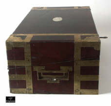 Antiquebrass bound mahogany writing box in the military style with Bramah lock circa 1800 Enlarge Picture