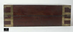 Antiquebrass bound mahogany writing box in the military style with Bramah lock circa 1800 Enlarge Picture