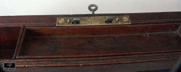 Antiquebrass bound mahogany writing box in the military style with Bramah lock circa 1800 Enlarge Picture