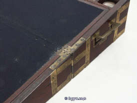 Antiquebrass bound mahogany writing box in the military style with Bramah lock circa 1800 Enlarge Picture