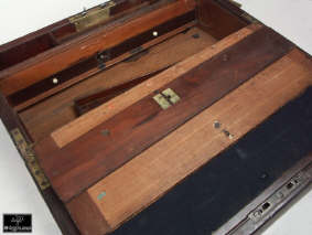 Antiquebrass bound mahogany writing box in the military style with Bramah lock circa 1800 Enlarge Picture