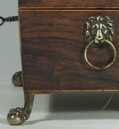 A Rare Rosewood Tea chest with twin cut crystal canisters Circa 1810