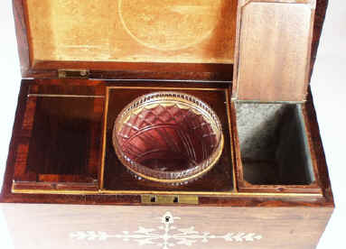  A Regency Neoclassical Rosewood Tea Chest with Brass inlay Circa 1810.