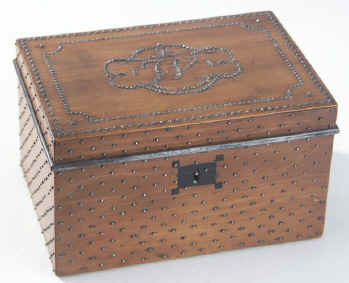 A continental pearwood tea caddy decorated with cut steel 1820-1840. (c) Hygra.com