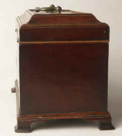 A flame mahogany tea chest  Chippendale form with a secret  drawer Circa 1770