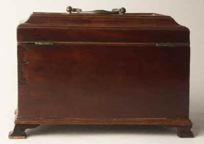 A flame mahogany tea chest  Chippendale form with a secret  drawer Circa 1770