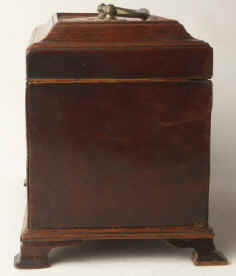 A flame mahogany tea chest  Chippendale form with a secret  drawer Circa 1770