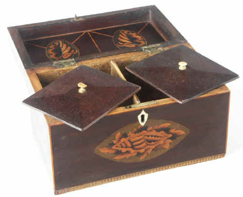 Mahogany Tea Caddy with Conch Shell inlays Circa 1790 tcmashells02.jpg (68641 bytes)