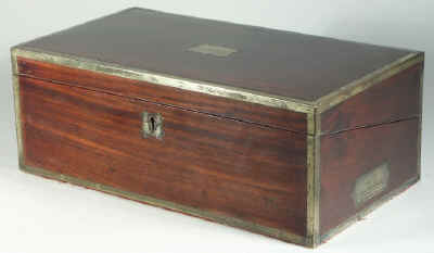 A  Particularly High Quality Regency Brass Edged mahogany Writing box Circa 1810