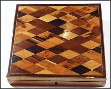 A very rare Tunbridge Ware parquetry writing slope/ lap desk of c 1800.