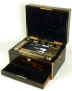 A Very High Quality Brass bound  London maker Coromandel Dressing Box circa 1858 with gilt silver. Enlarge Picture