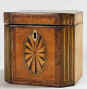 Octagonal Tea Caddy With Prince of Wales Feathers Inlay, Circa 1790.